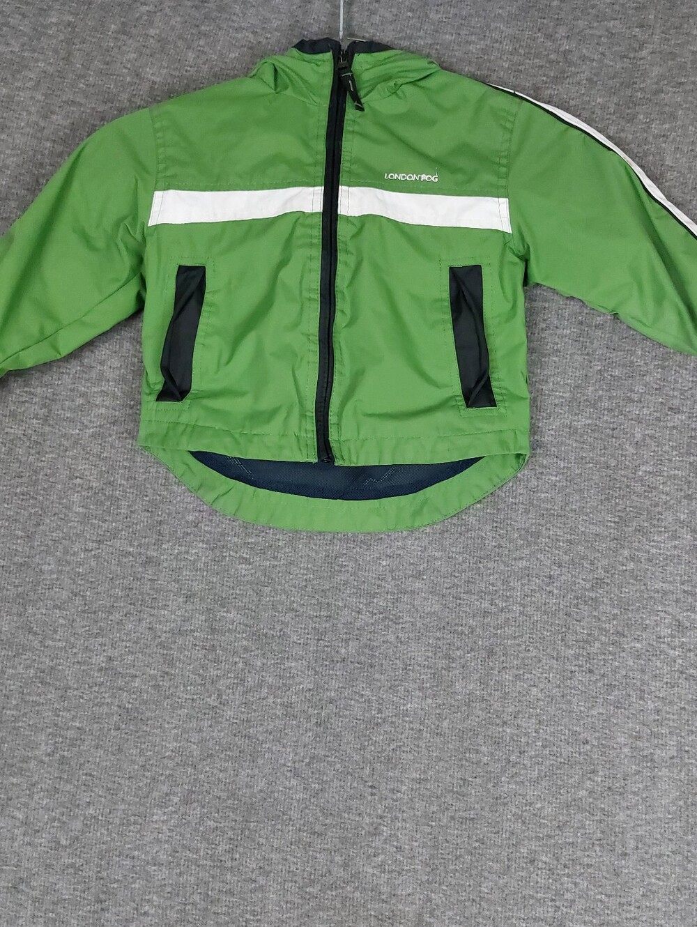 LONDON FOG TODDLER BOY NEUTRAL GREEN LIGHT WEIGHT HOODED ZIP UP RAIN JACKET 2T